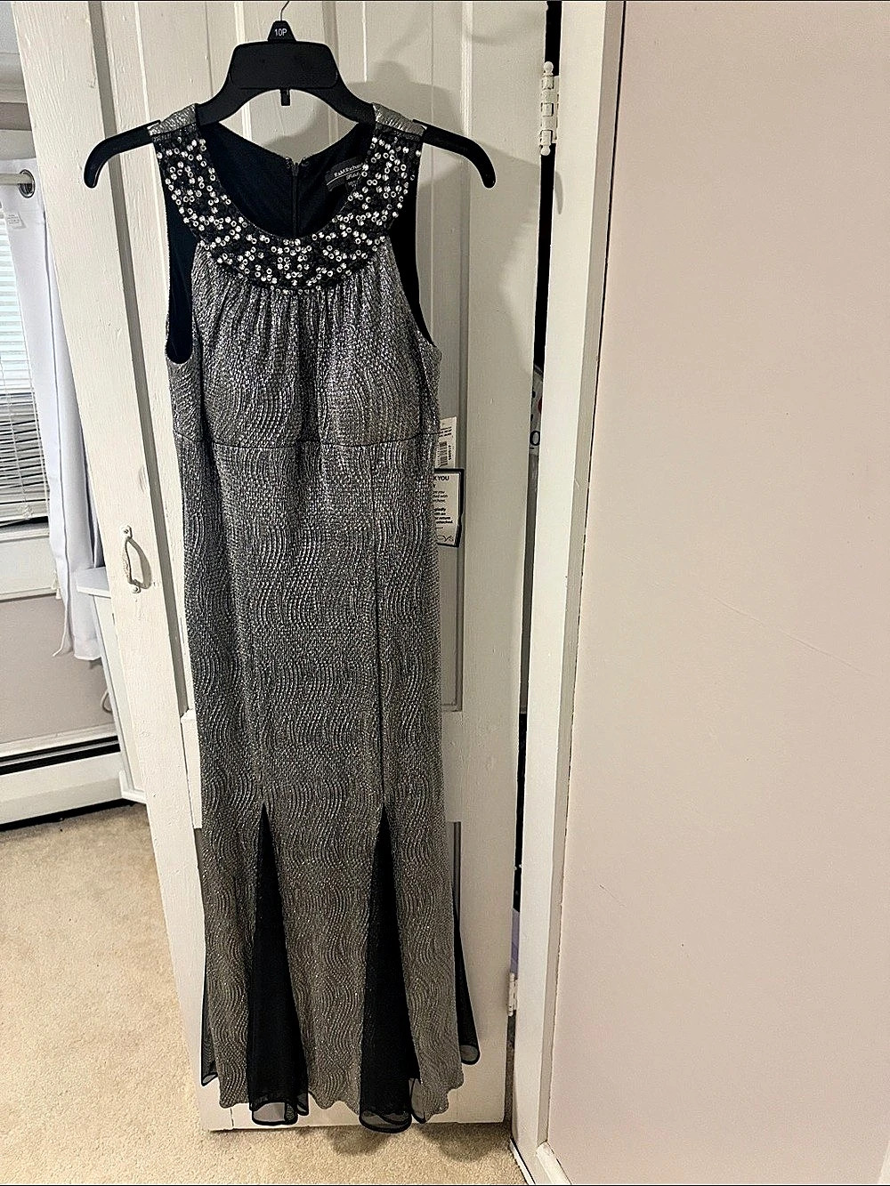 R&M Richards Women's Maxi Dress Black & Silver Size 8